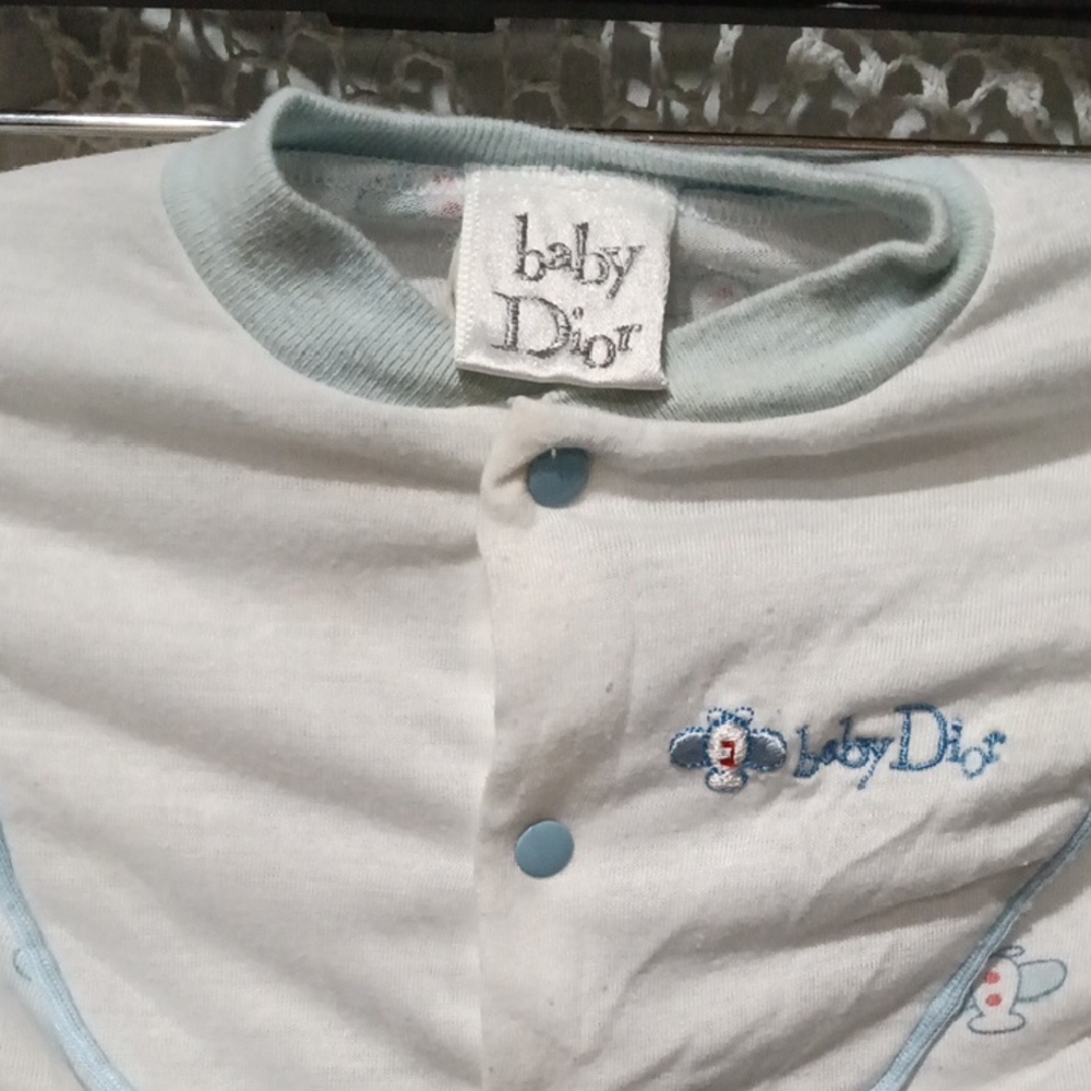 Dior Cream and Blue Baby Onesie